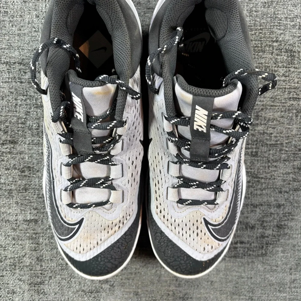 Nike Alpha Huarache Elite 4 Low Mens Size 7 Grey Black Metal Baseball Cleats